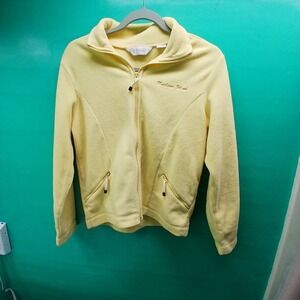 Weatherproof Fleece Jacket Yellow Full Zip Pockets‎ Embroidered Island Women's M